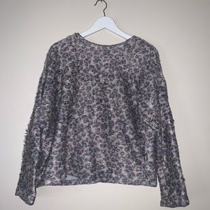 Zara trafaluc leopard animal print fuzzy sweater